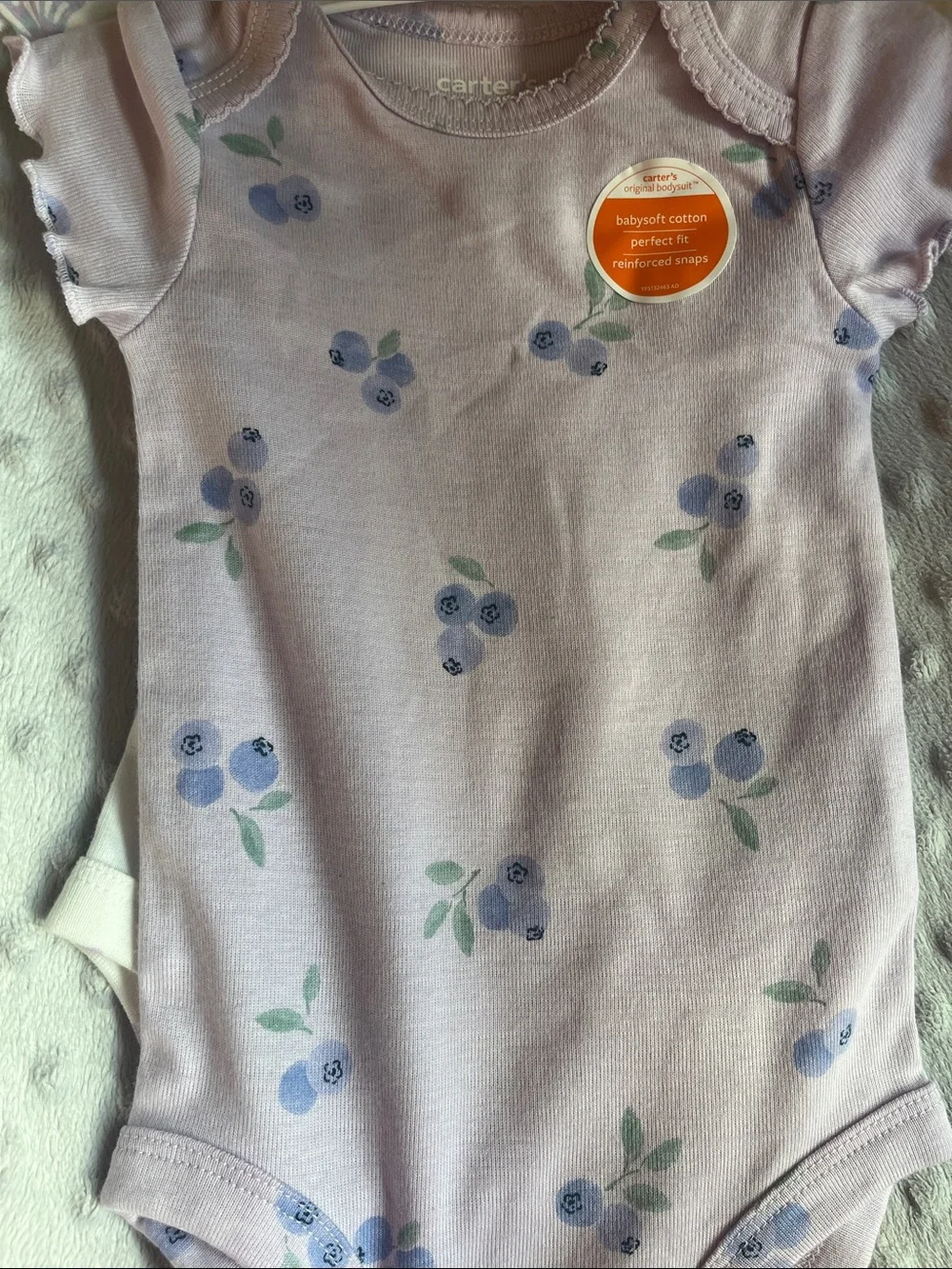 Carter's Lavender Floral Short-Sleeve Baby Bodysuit